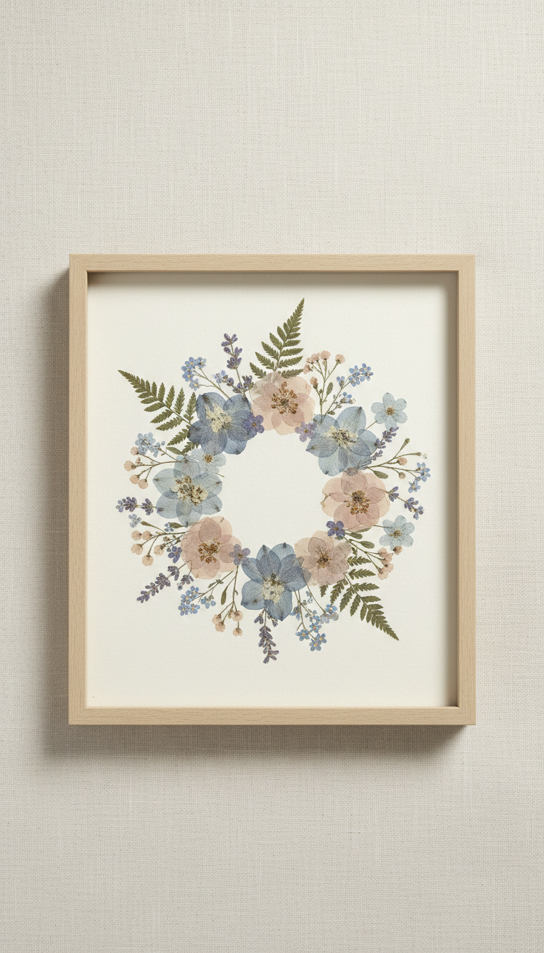 Pressed Floral Frame With Blush Botanicals