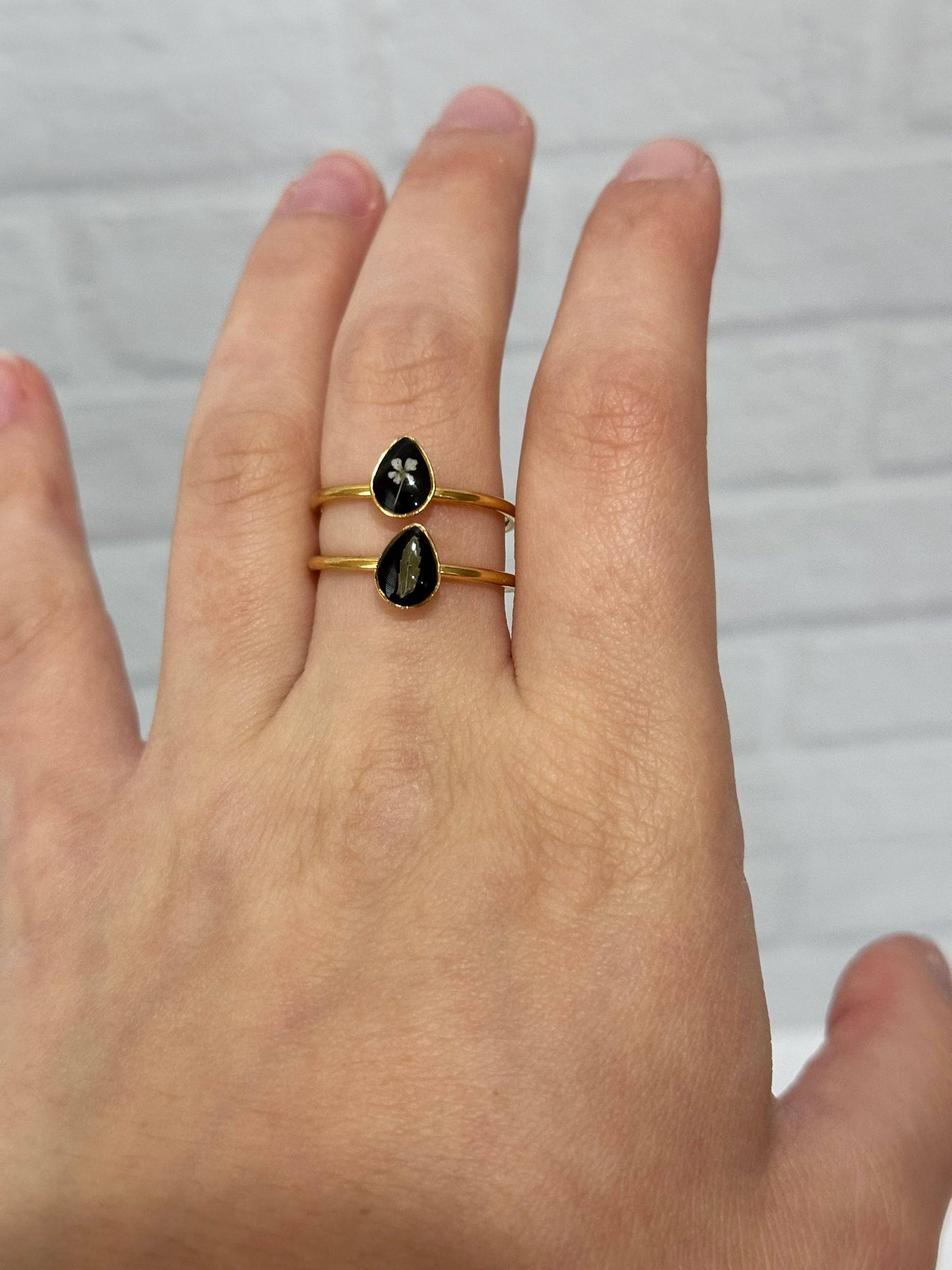 Adjustable Pressed Flower Rings