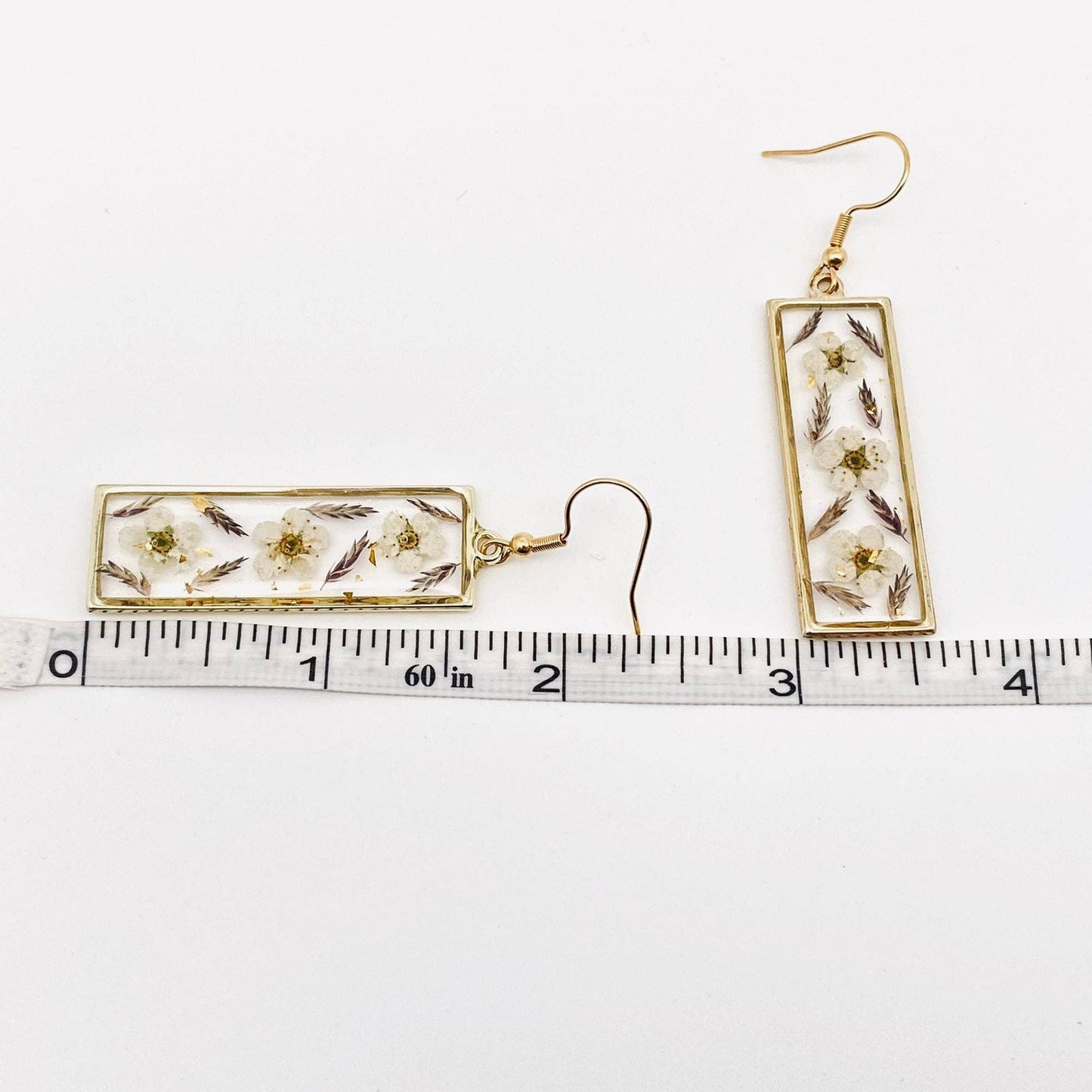 Daffodil Genuine Pressed Dried Flower Cuboid Earrings