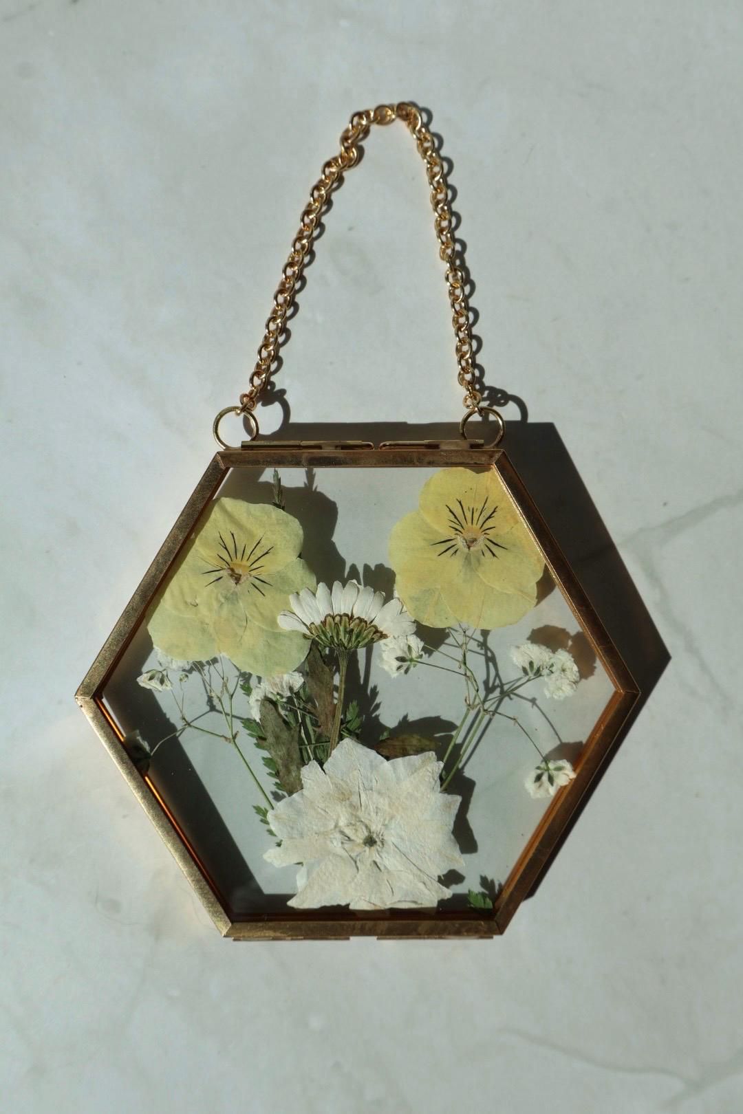 Pressed Flower Frame: Botanical Glass Window Hanging, Wildflower Art