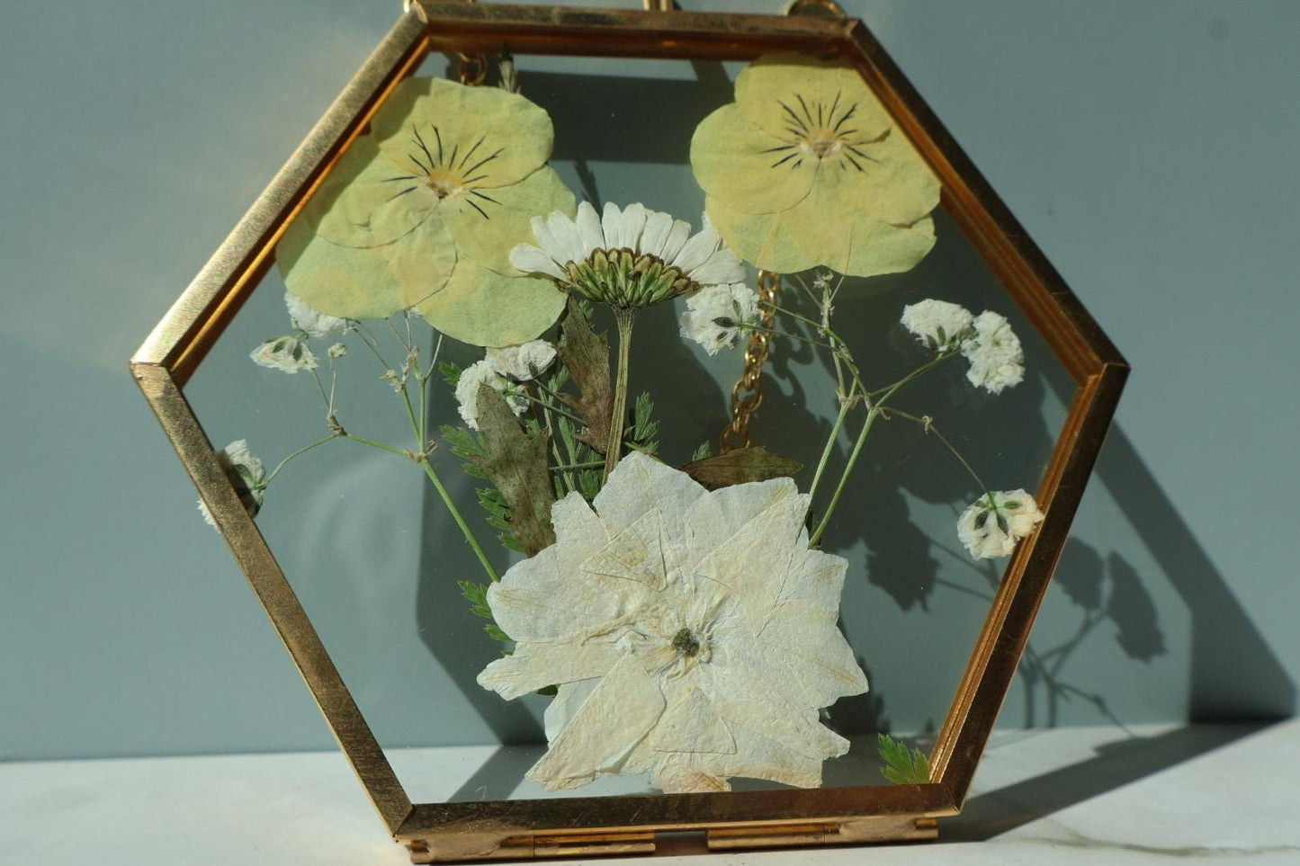 Pressed Flower Frame: Botanical Glass Window Hanging, Wildflower Art