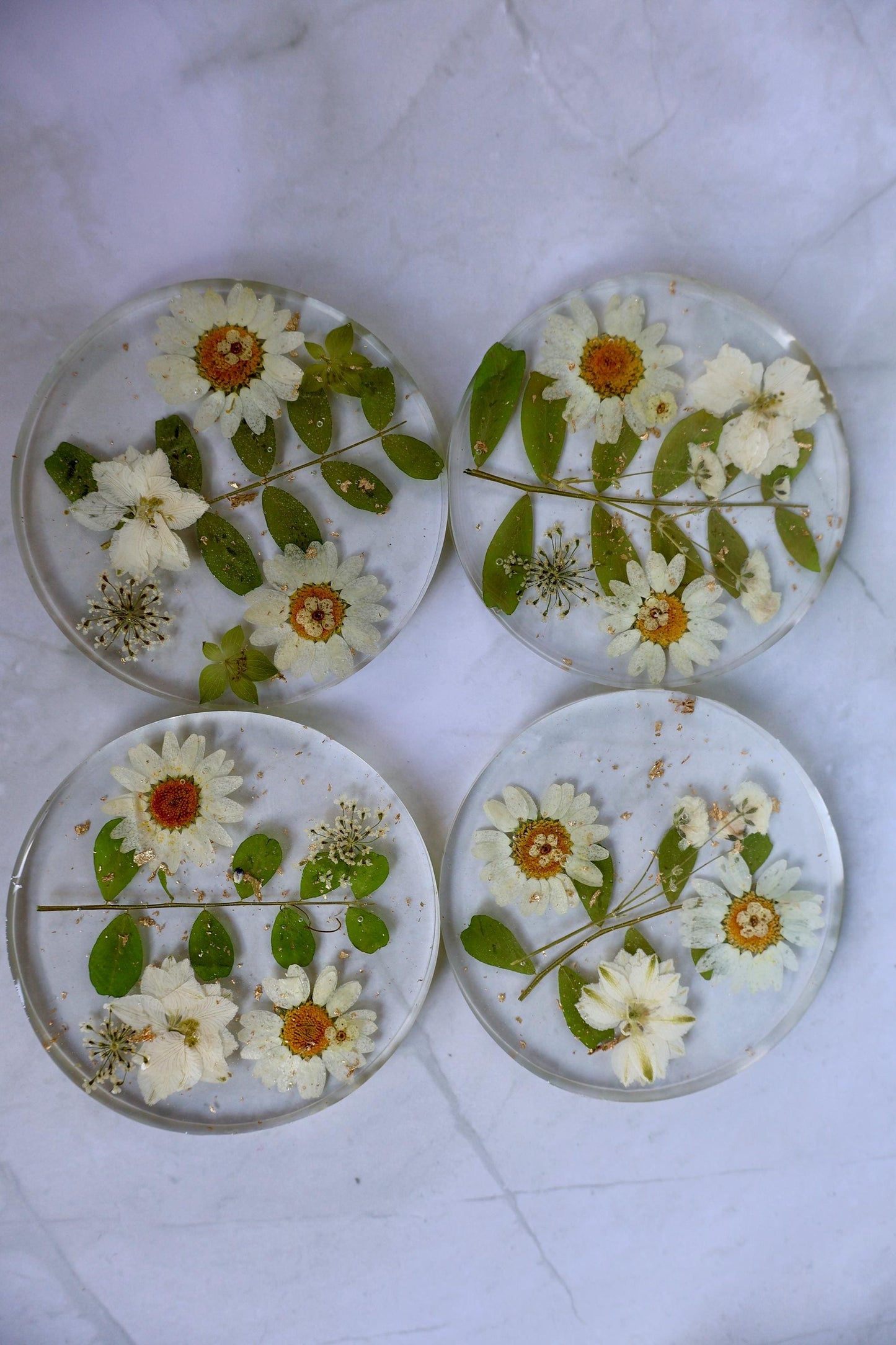 Set of Custom Pressed Flower Coasters: Botanical Flower decor, Wildflower Gift