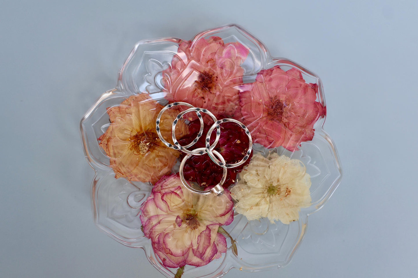 Custom Pressed Flower Trinket Tray: Botanical Decor, Floral Gift