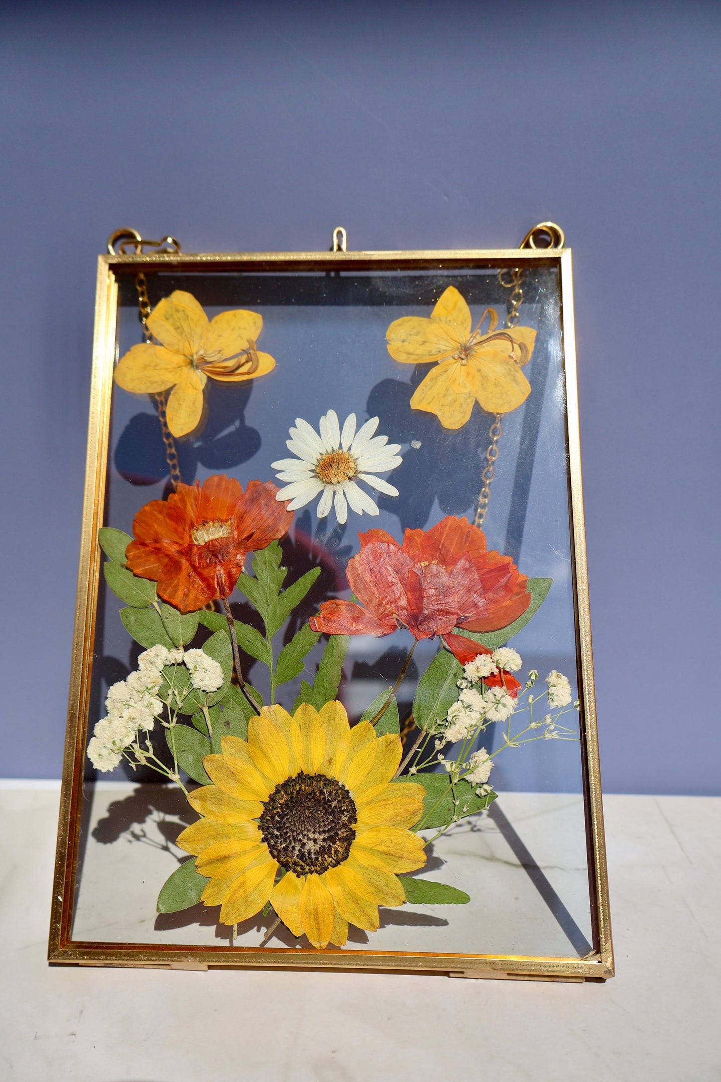 Custom Pressed Flower Polaroid Frame: Botanical Wall Art, Dried Wildflower Decor, Floral Gifts