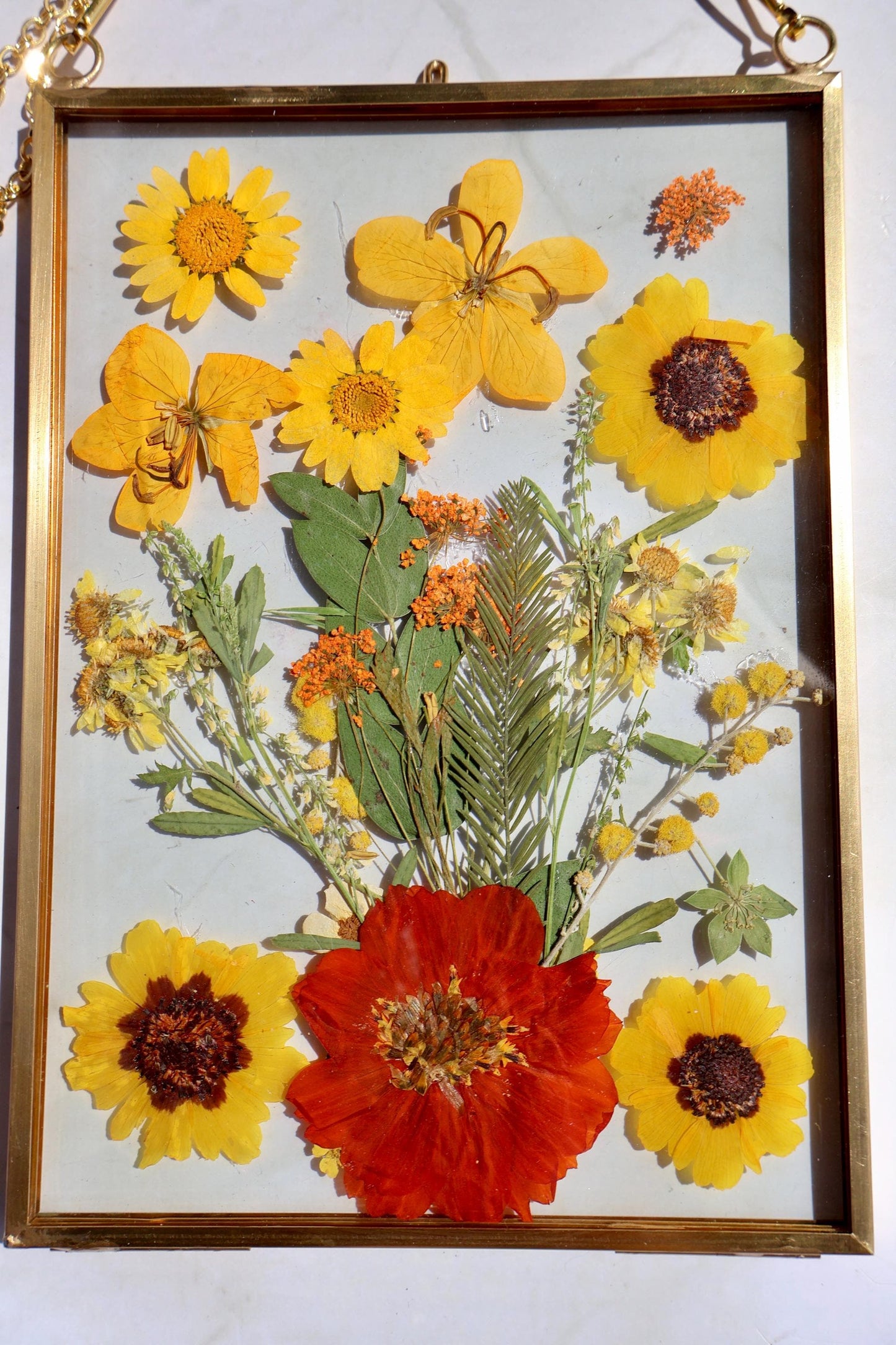 Custom Pressed Flower Polaroid Frame: Botanical Wall Art, Dried Wildflower Decor, Floral Gifts