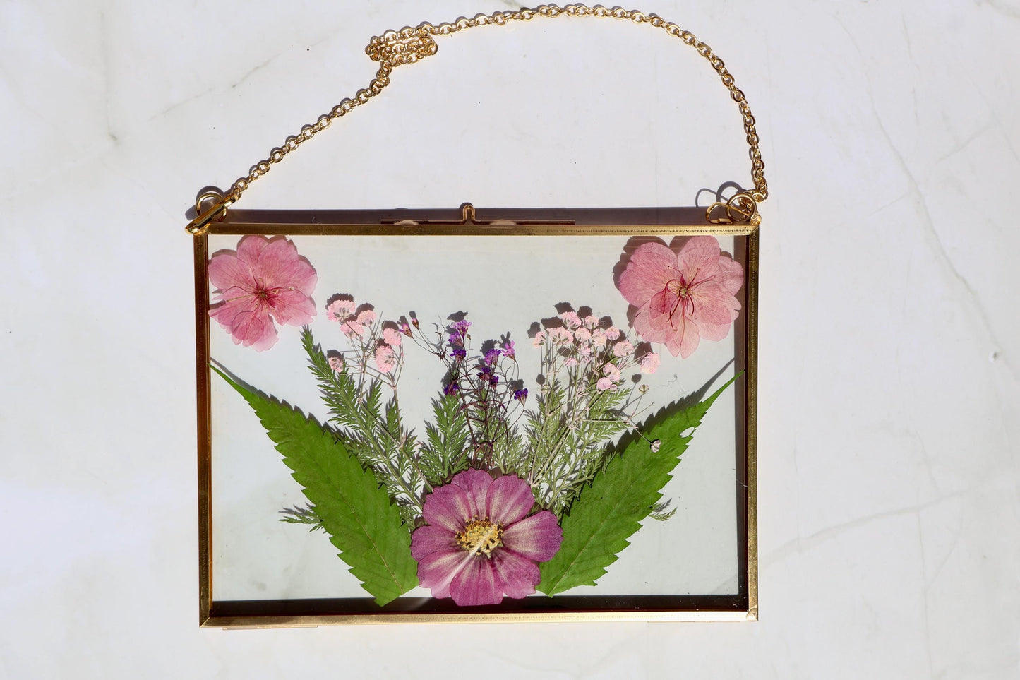 Custom Pressed Flower Polaroid Frame: Botanical Wall Art, Dried Wildflower Decor, Floral Gifts