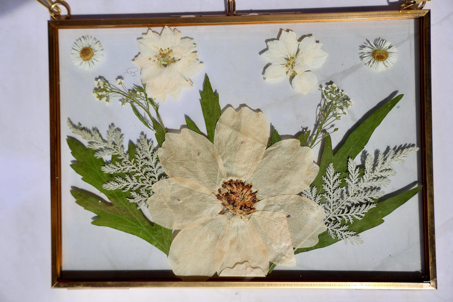 Custom Pressed Flower Polaroid Frame: Botanical Wall Art, Dried Wildflower Decor, Floral Gifts