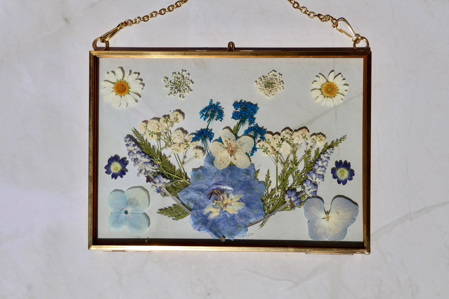 Custom Pressed Flower Polaroid Frame: Botanical Wall Art, Dried Wildflower Decor, Floral Gifts
