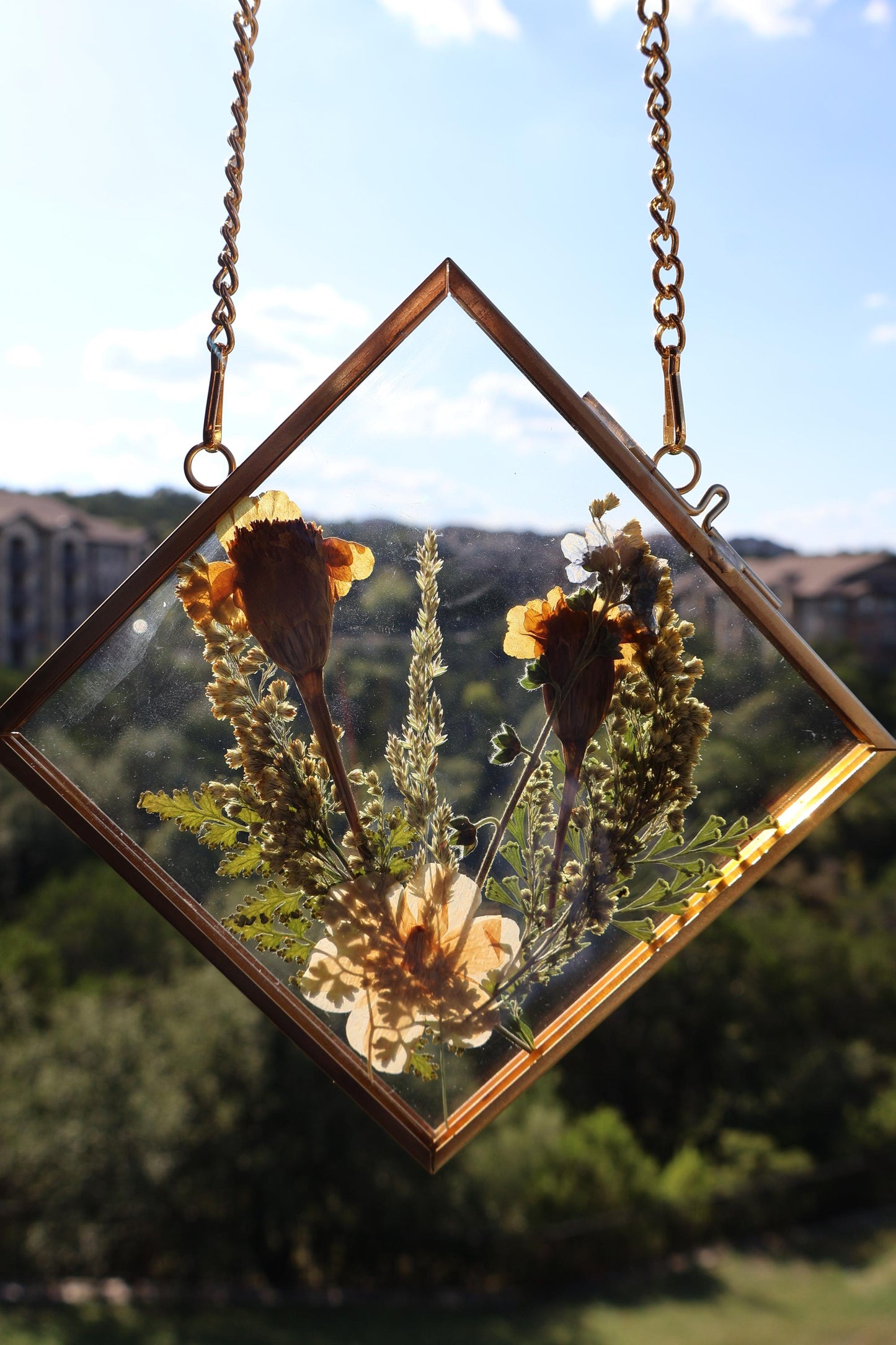 Custom Pressed Wildflower Frame: Botanical Glass Window Decor, Custom Floral Gifts