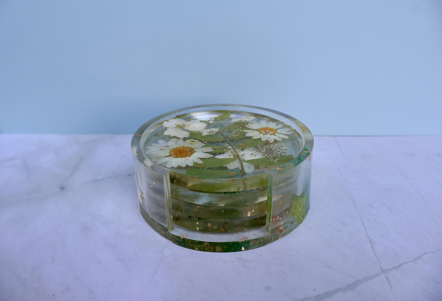 Set of Custom Pressed Flower Coasters: Botanical Flower decor, Wildflower Gift