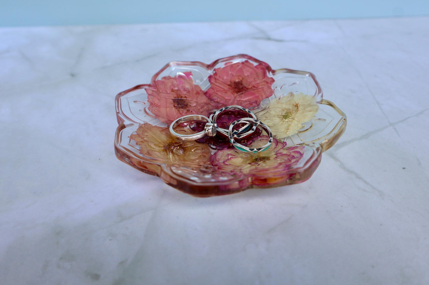 Custom Pressed Flower Trinket Tray: Botanical Decor, Floral Gift
