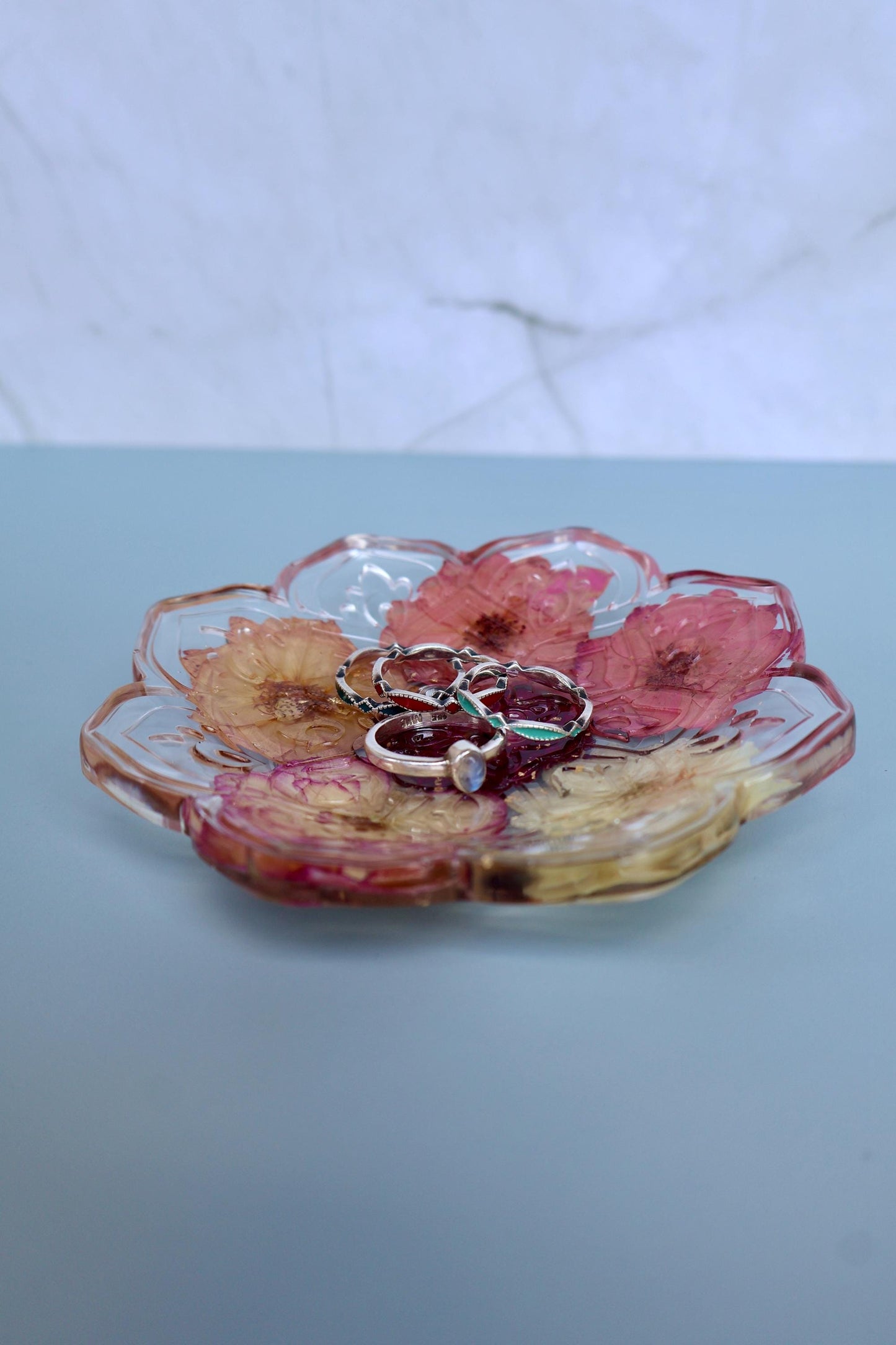Custom Pressed Flower Trinket Tray: Botanical Decor, Floral Gift