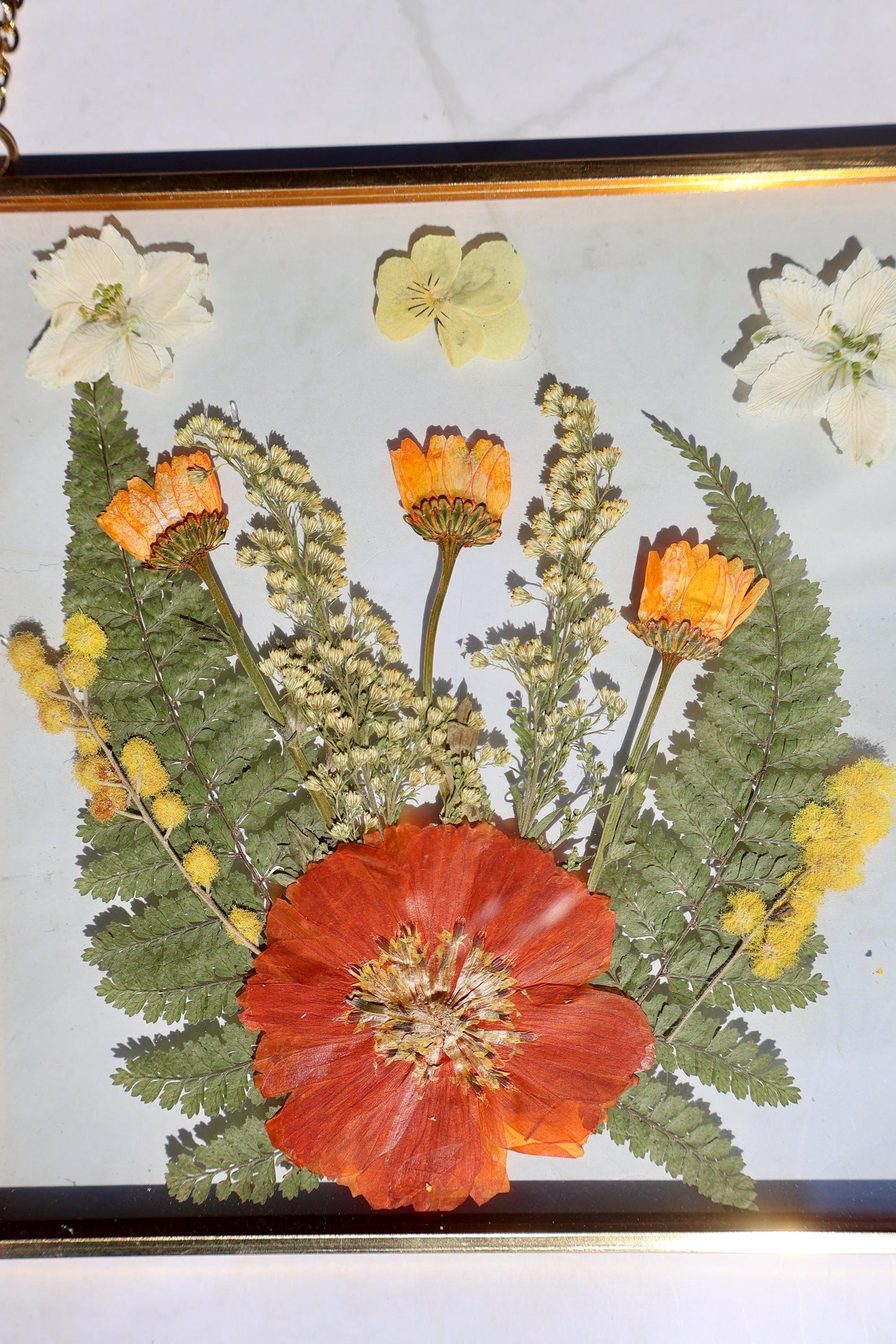 Custom Pressed Flower Polaroid Frame: Fall Decor, Dried Wildflower Decor, Floral Gifts