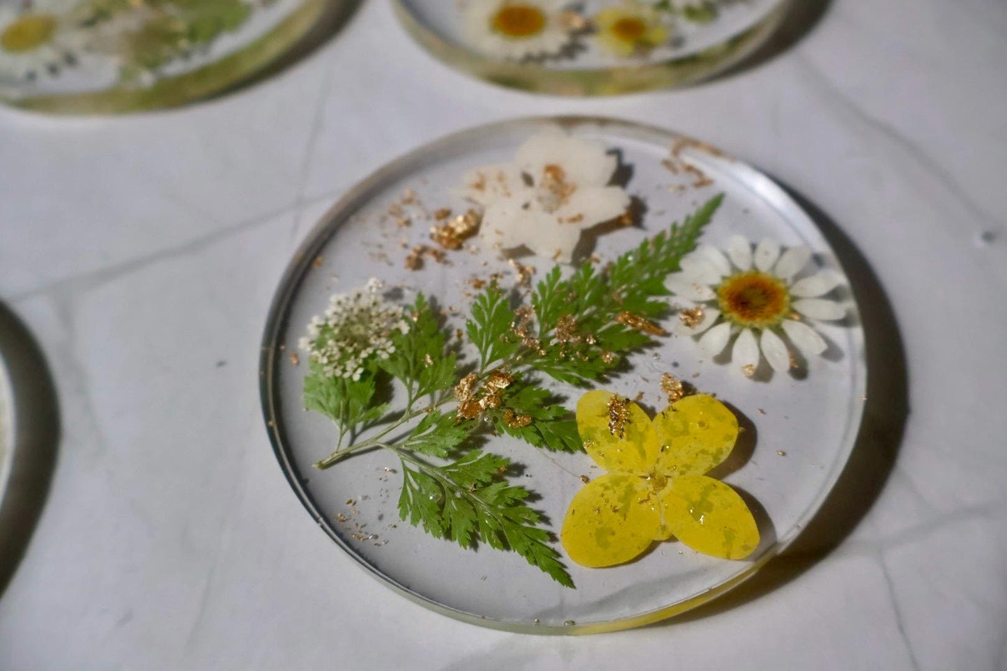 Set of Custom Pressed Flower Coasters: Botanical Flower decor, Wildflower Gift