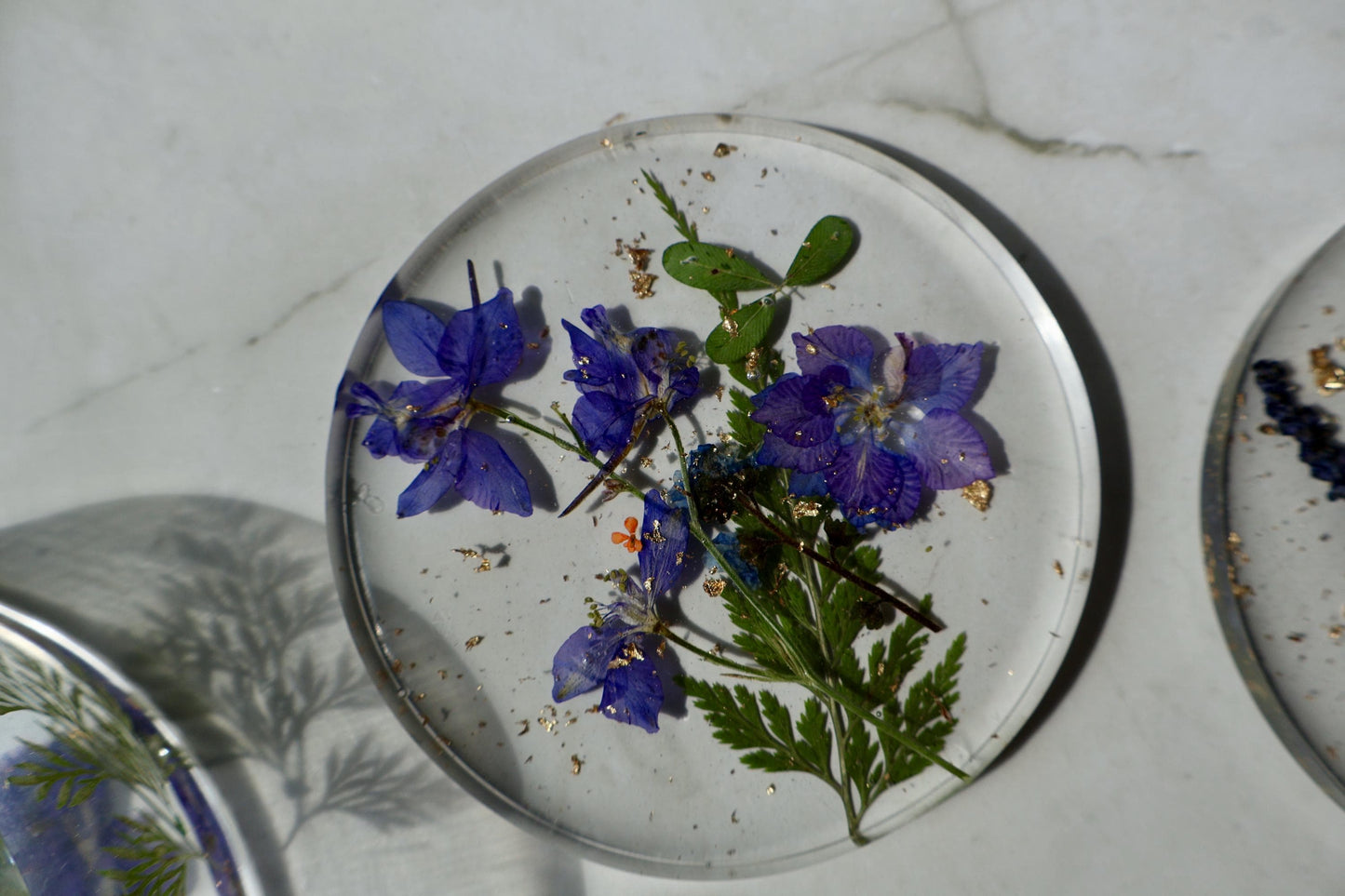 Set of Custom Pressed Flower Coasters: Botanical Flower decor, Wildflower Gift