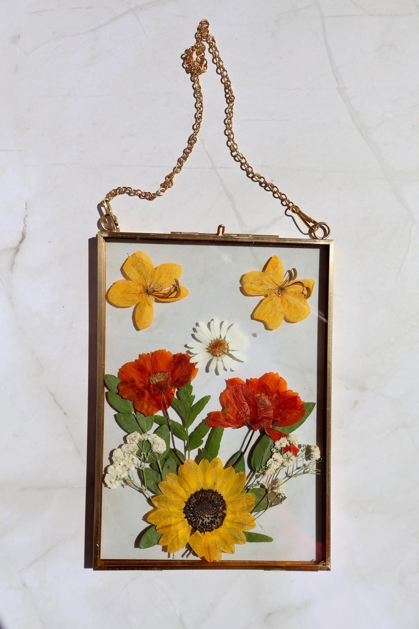 Custom Pressed Flower Polaroid Frame: Botanical Wall Art, Dried Wildflower Decor, Floral Gifts