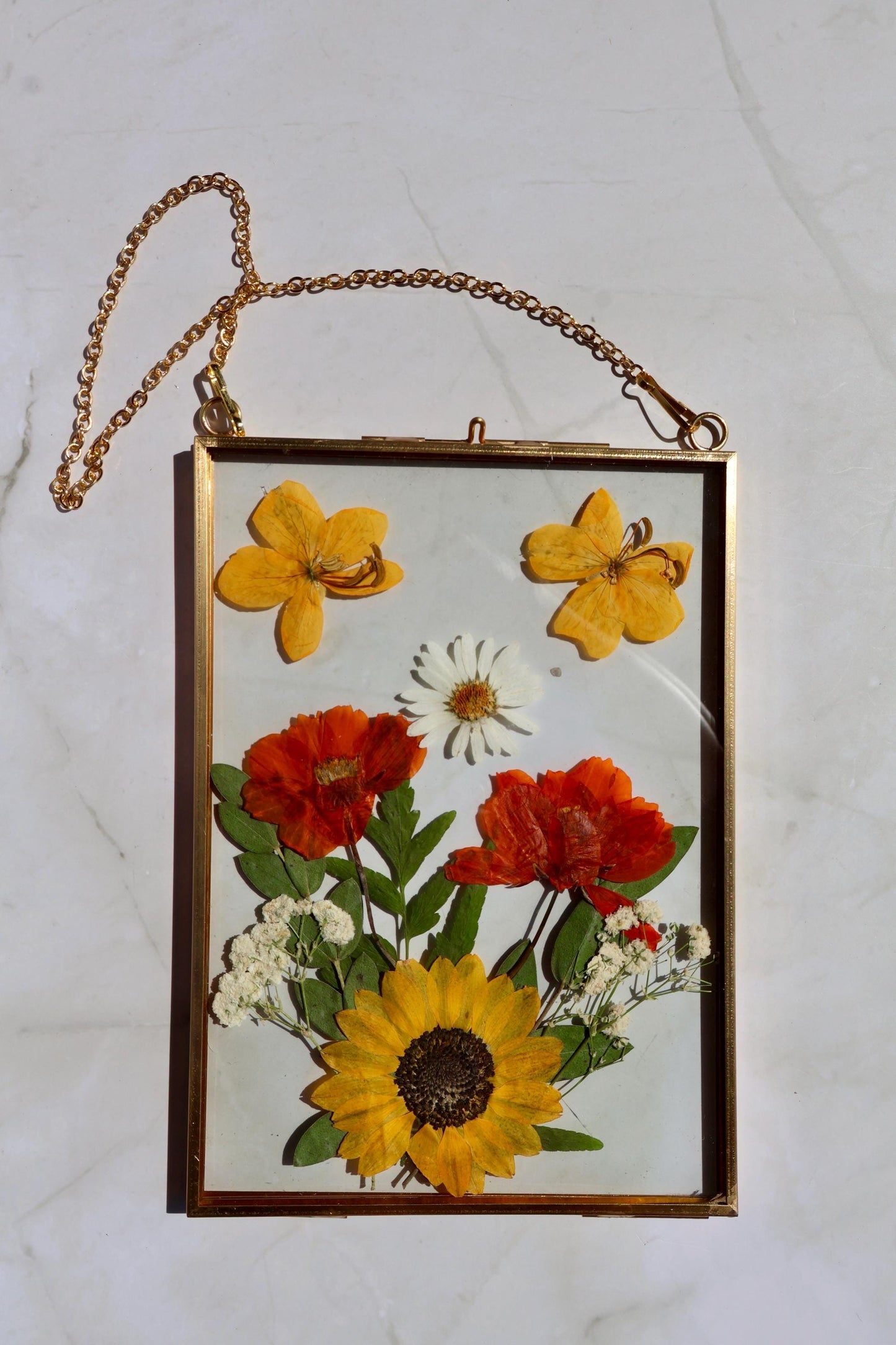 Custom Pressed Flower Polaroid Frame: Botanical Wall Art, Dried Wildflower Decor, Floral Gifts