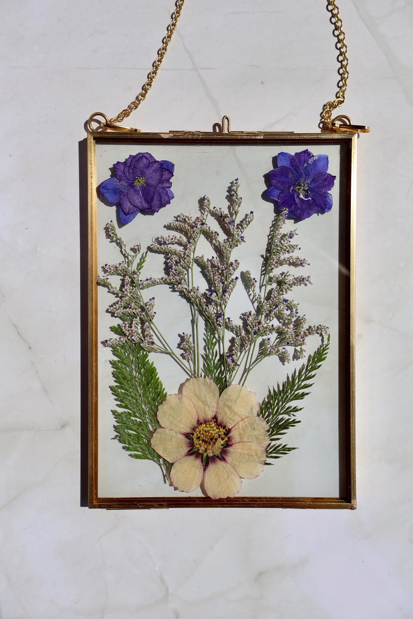 Custom Pressed Flower Polaroid Frame: Botanical Wall Art, Dried Wildflower Decor, Floral Gifts