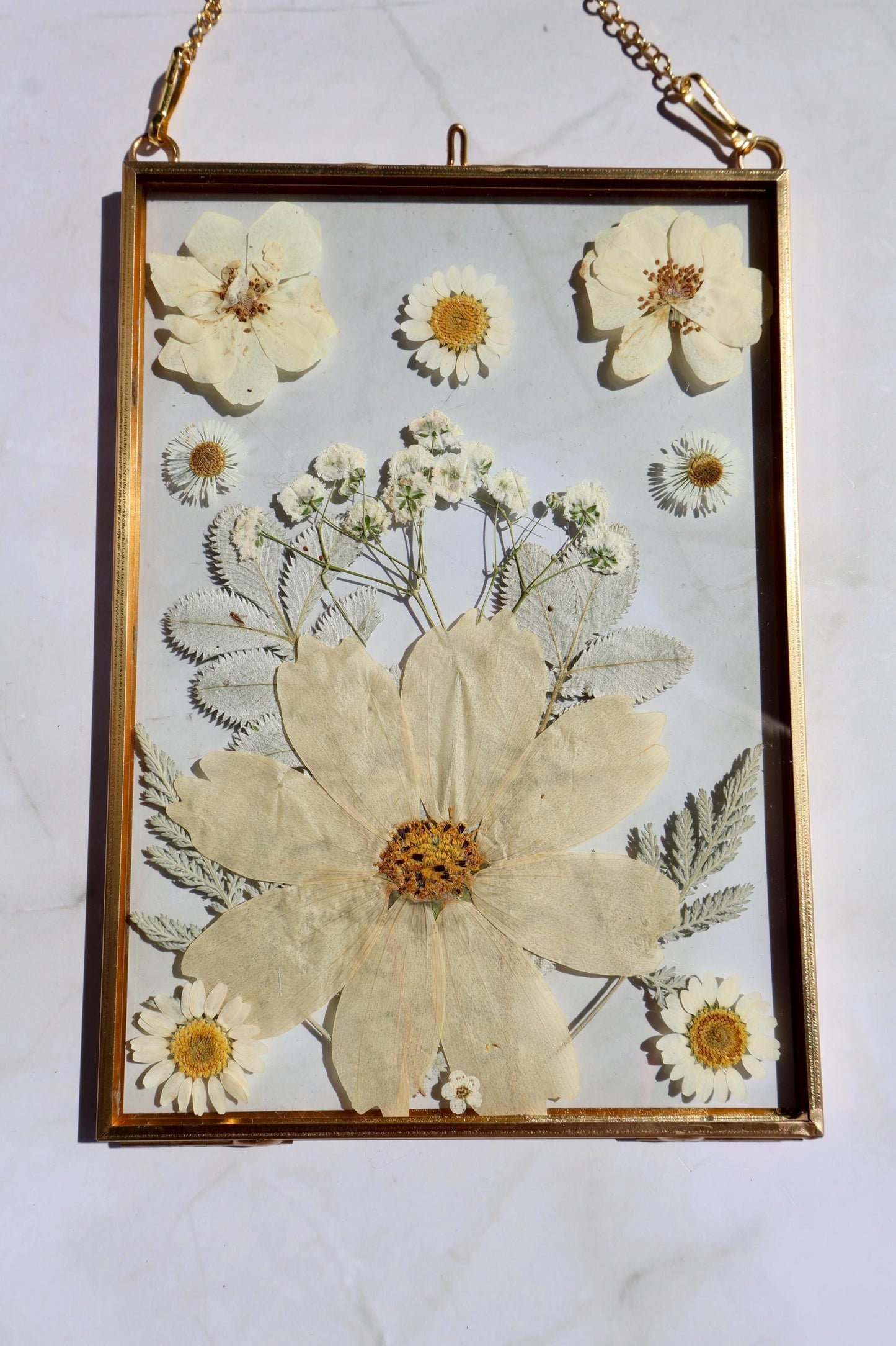 Custom Pressed Flower Polaroid Frame: Botanical Wall Art, Dried Wildflower Decor, Floral Gifts