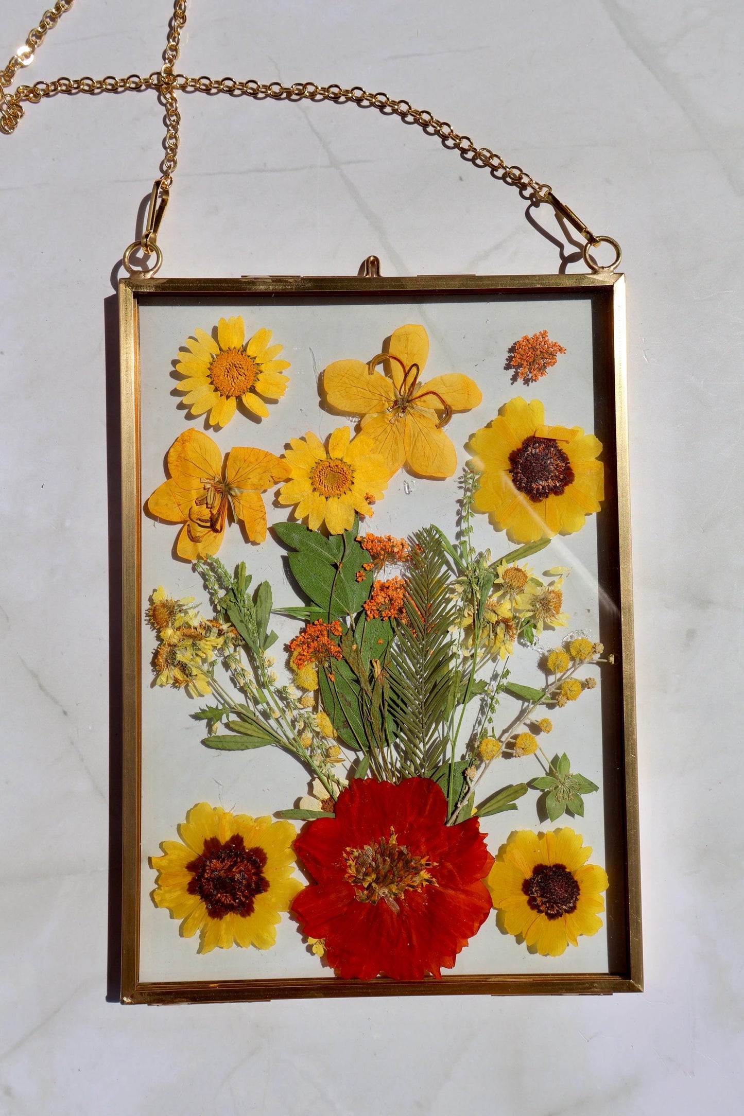 Custom Pressed Flower Polaroid Frame: Botanical Wall Art, Dried Wildflower Decor, Floral Gifts