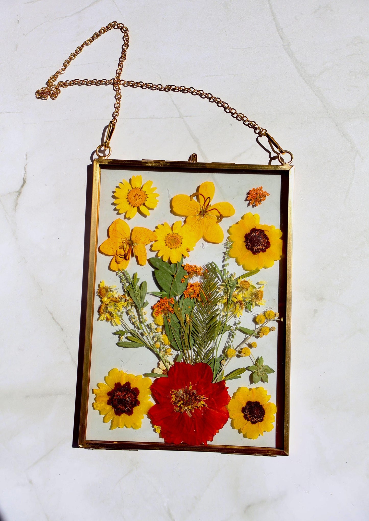 Custom Pressed Flower Polaroid Frame: Botanical Wall Art, Dried Wildflower Decor, Floral Gifts
