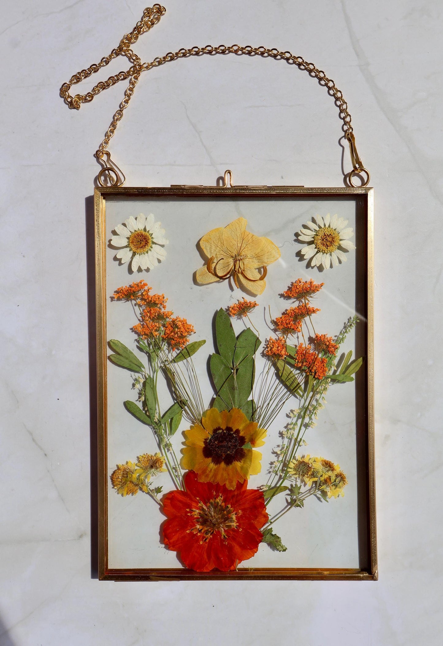 Custom Pressed Flower Polaroid Frame: Botanical Wall Art, Dried Wildflower Decor, Floral Gifts