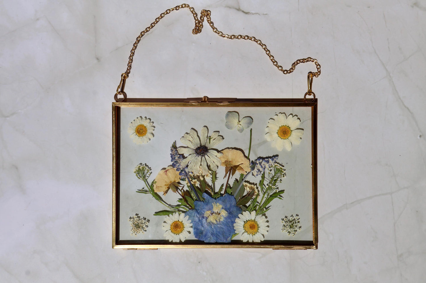 Custom Pressed Flower Polaroid Frame: Botanical Wall Art, Dried Wildflower Decor, Floral Gifts