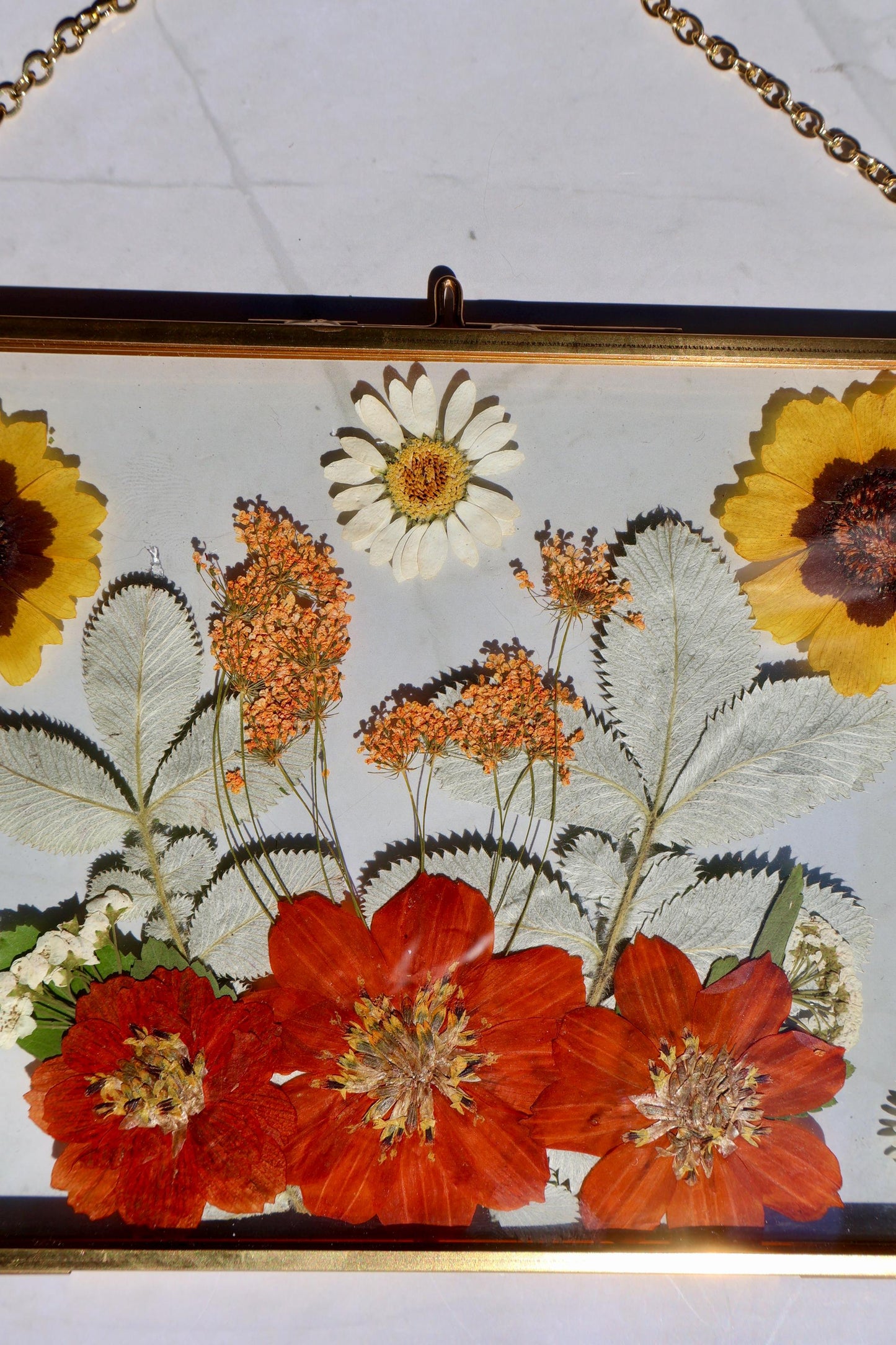 Custom Pressed Flower Polaroid Frame: Fall Decor, Dried Wildflower Decor, Floral Gifts