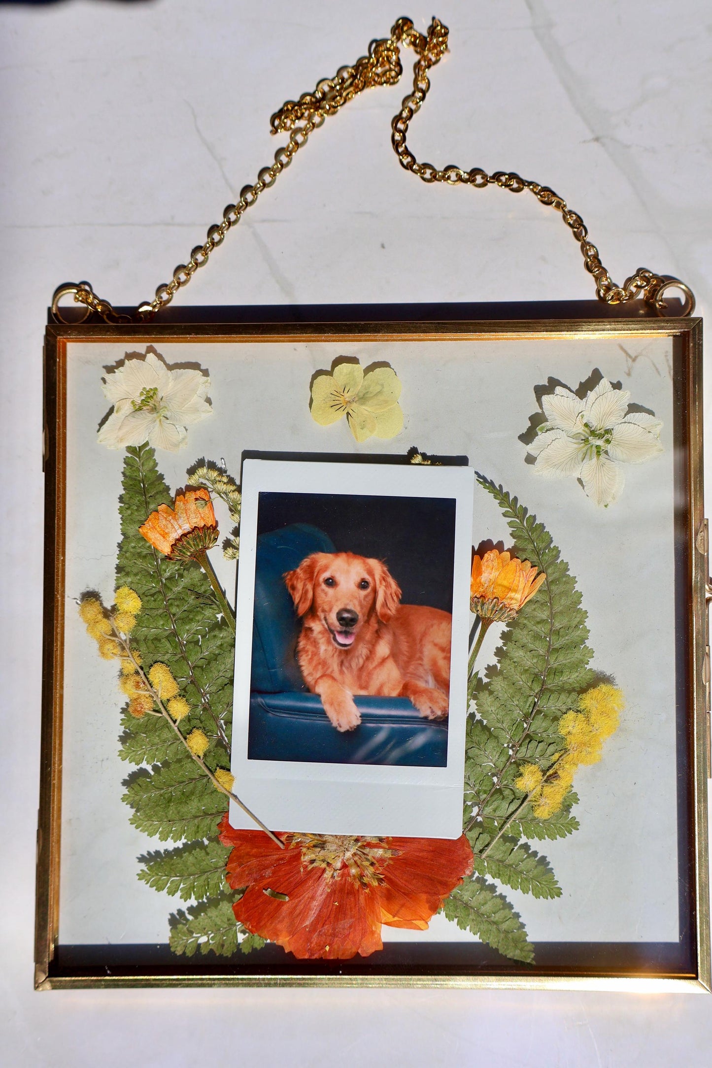 Custom Pressed Flower Polaroid Frame: Fall Decor, Dried Wildflower Decor, Floral Gifts