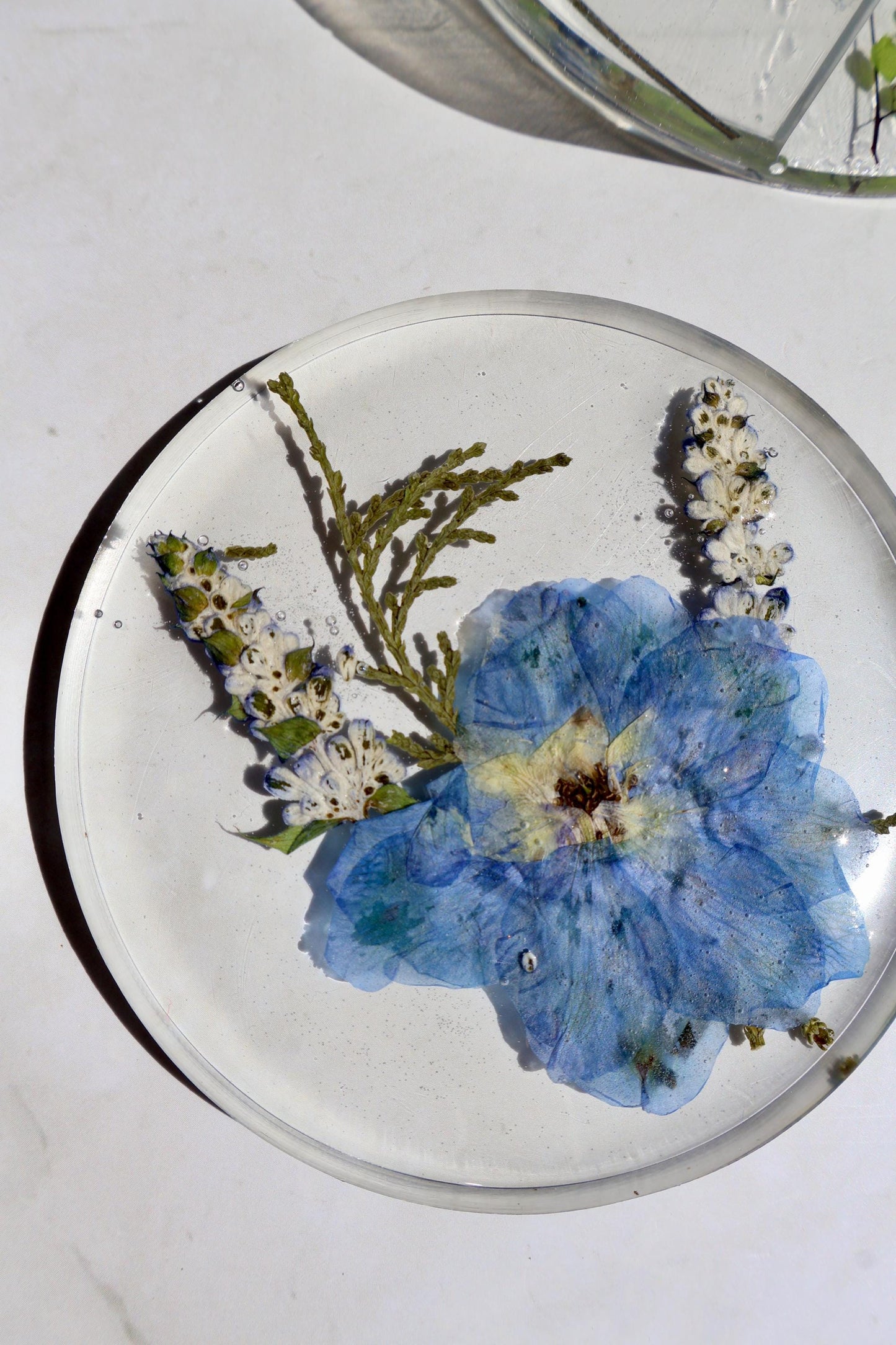 Pressed Flower Resin Coaster Set: Botanical Wildflower Decor