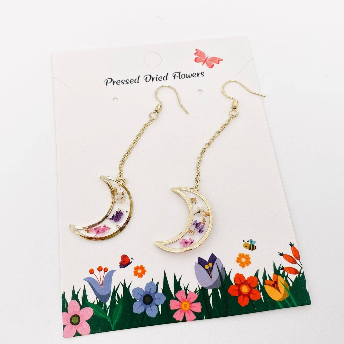 Narcissus Moon Genuine Dried Flowers Earrings - PDF/MS