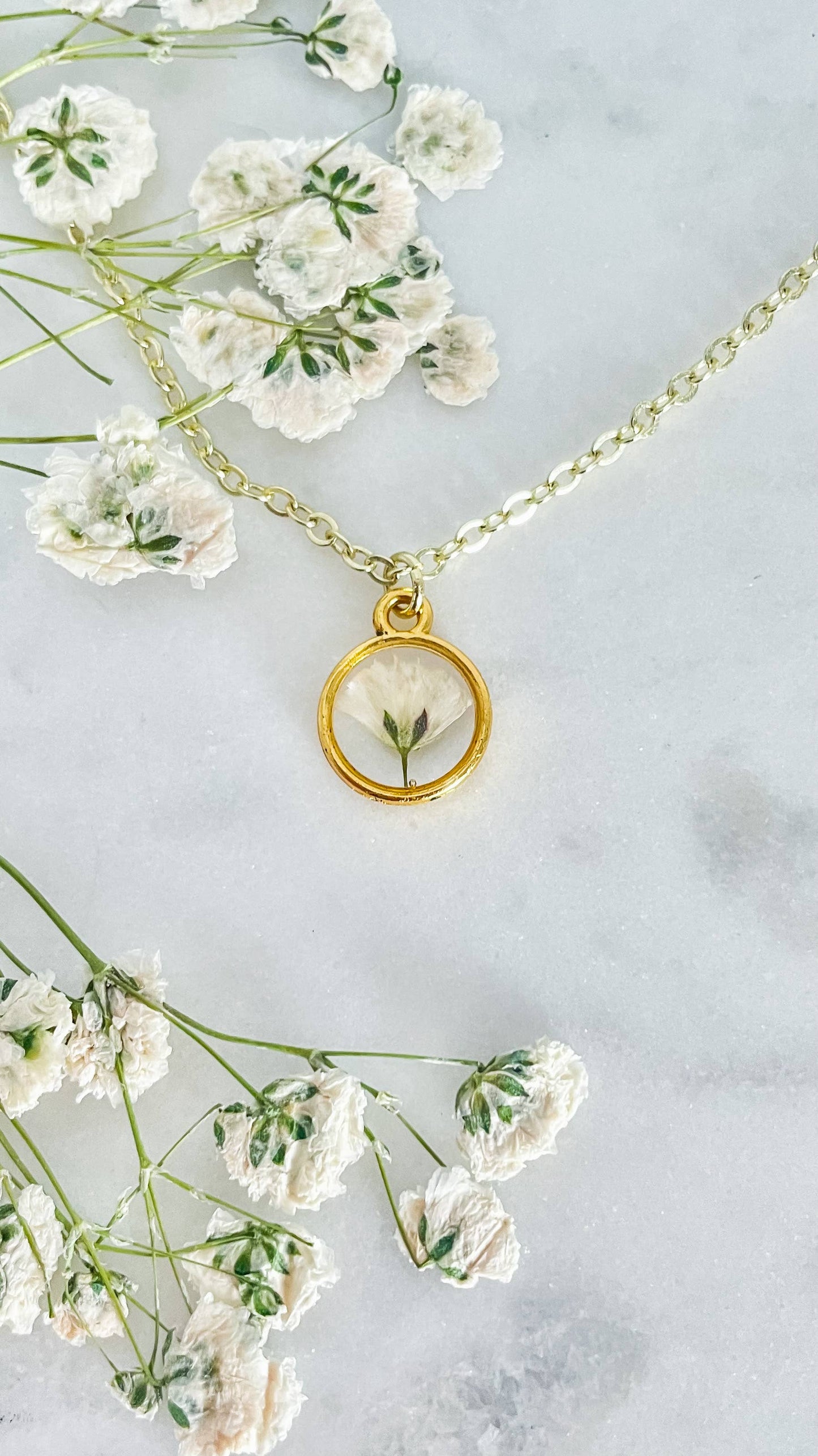 Babies breath necklace | Pressed flower necklace