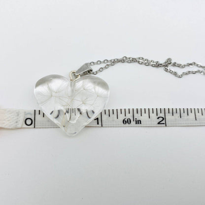 Dandelions Dried Plant Heart-shaped Charm Necklace