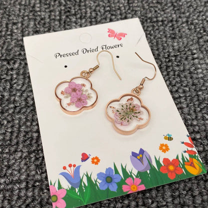 Daffodil & Queen Anne's Lace Rose Gold Earrings