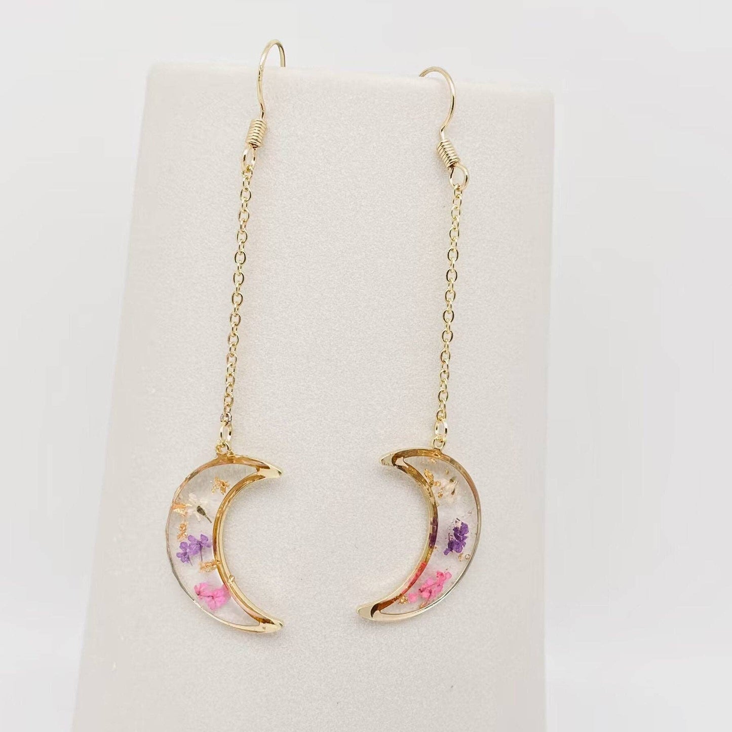 Narcissus Moon Genuine Dried Flowers Earrings - PDF/MS