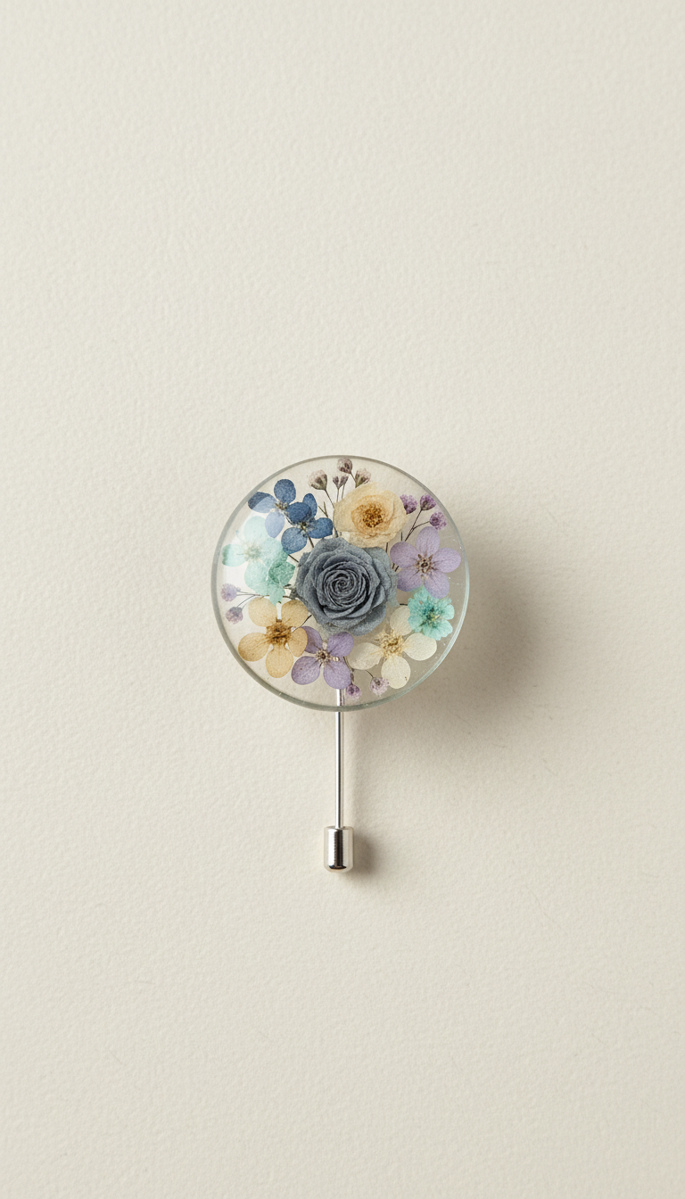 Archival Boutonniere Pin With Miniature Florals