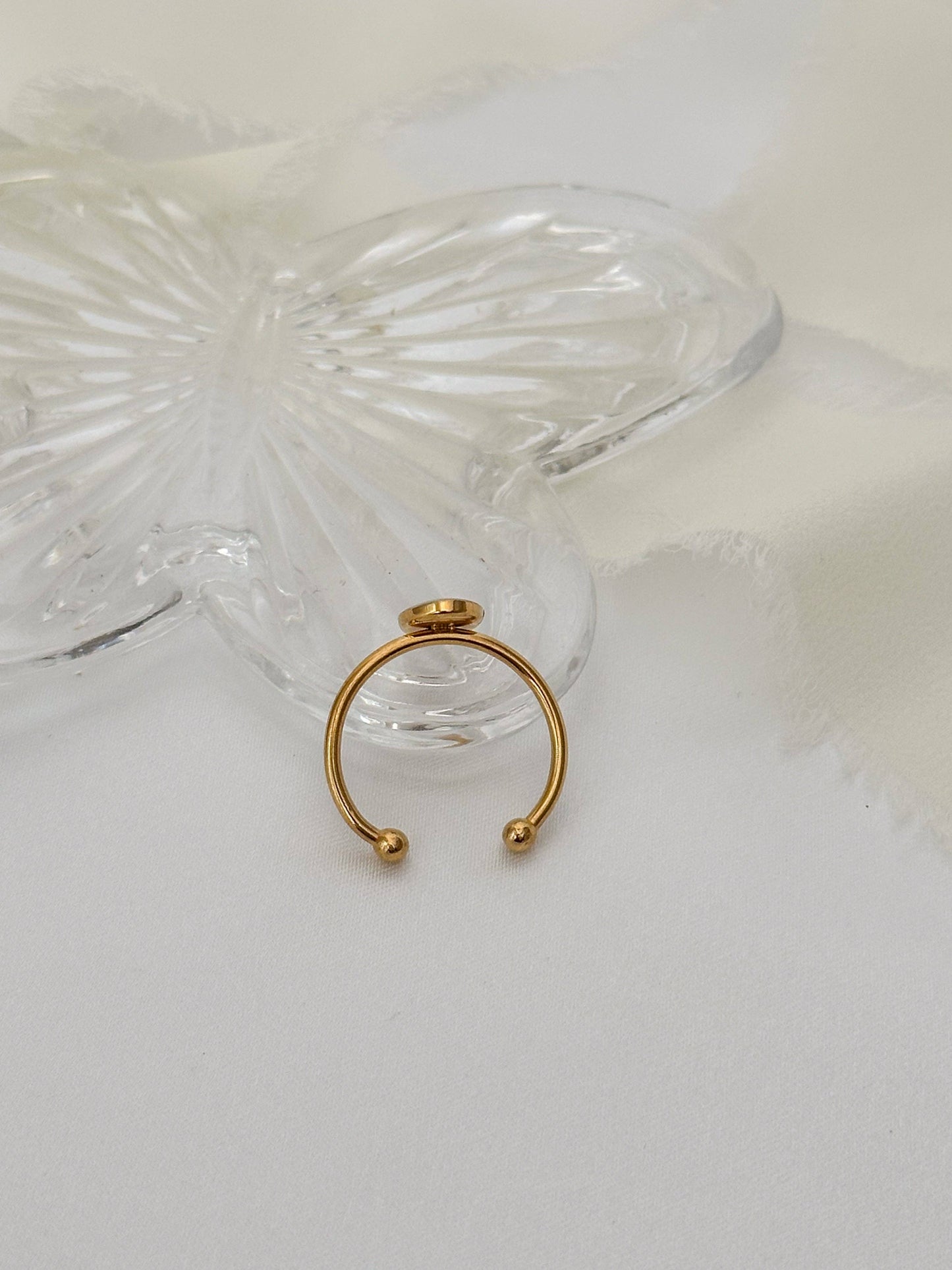 Dainty Pressed Flower Adjustable Ring (Oval)