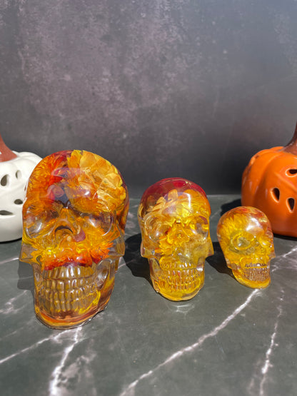 Dried Flower Resin Skull | Gothic Halloween Decor | Botanical Figurine