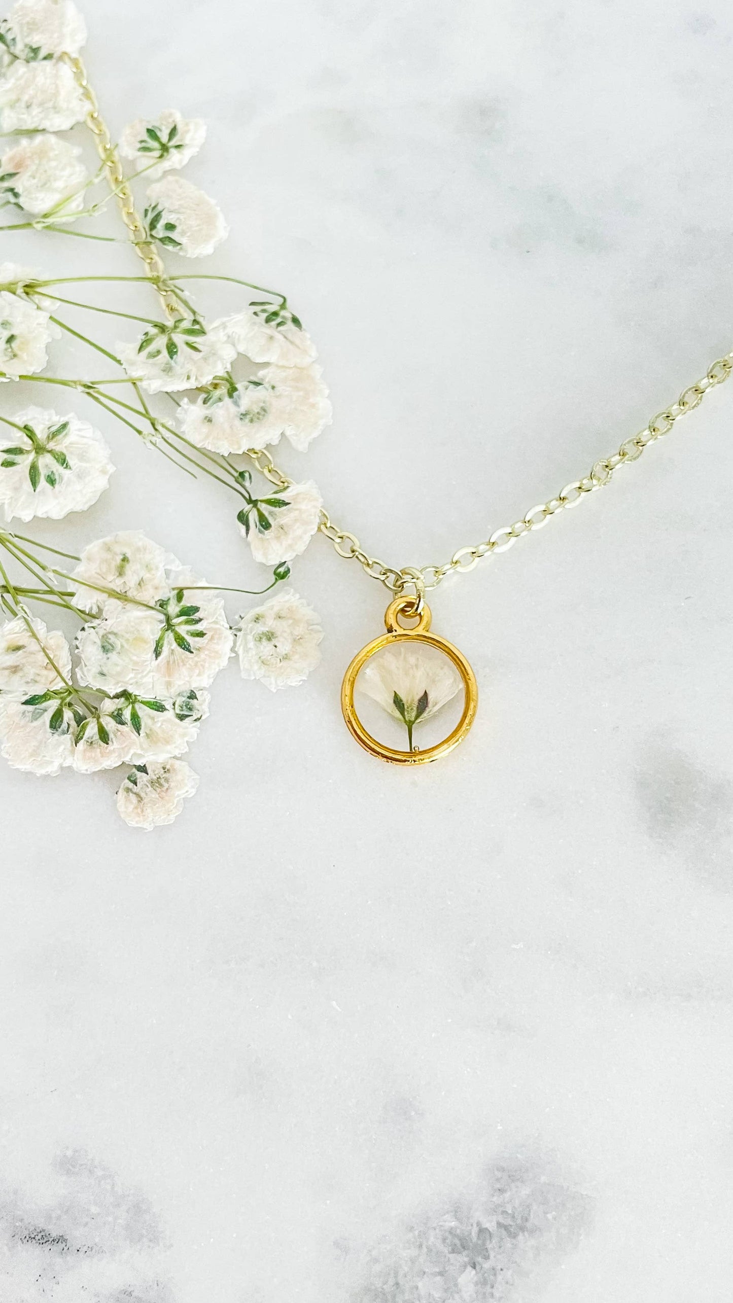 Babies breath necklace | Pressed flower necklace