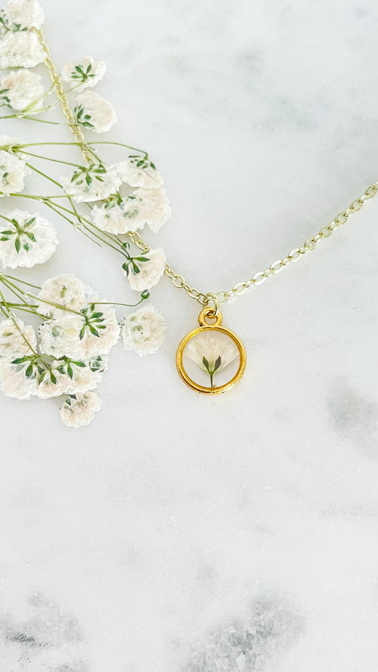 Babies breath necklace | Pressed flower necklace