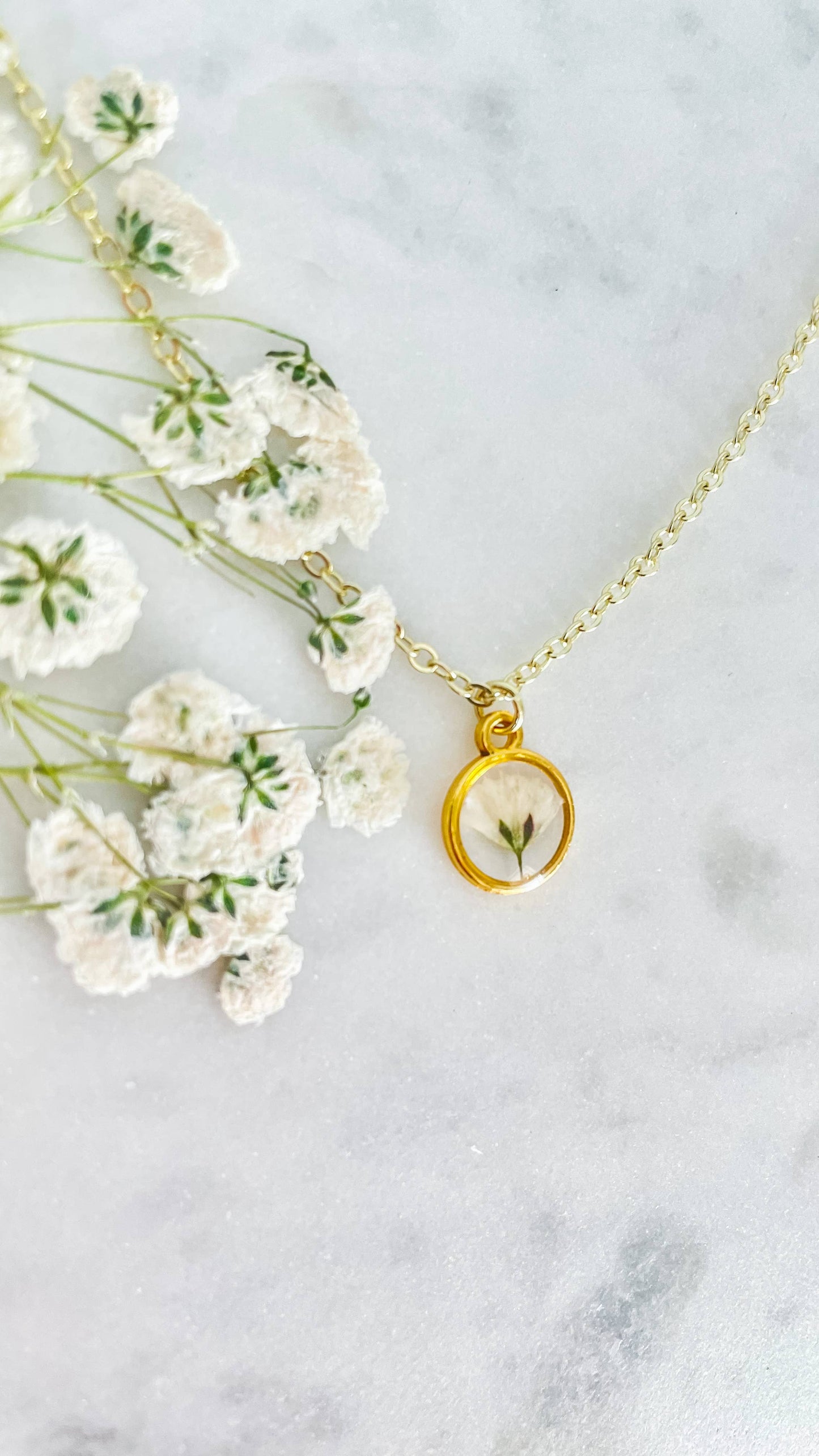 Babies breath necklace | Pressed flower necklace