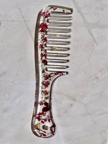 Pressed Flower Hair Comb: Floral Hair Accessory