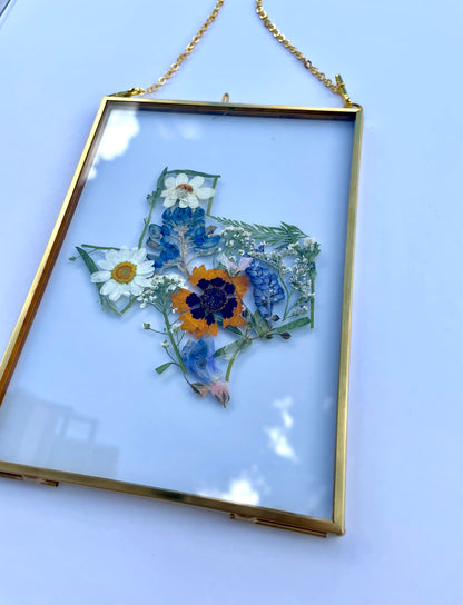 Texas Pressed Flower Frame | Real Botanical Art | 5x7 Hanging Display