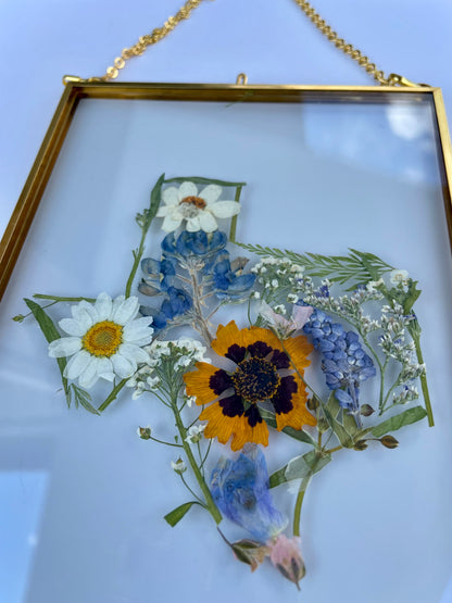 Texas Pressed Flower Frame | Real Botanical Art | 5x7 Hanging Display