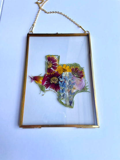 Texas Pressed Flower Frame | Real Botanical Art | 5x7 Hanging Display