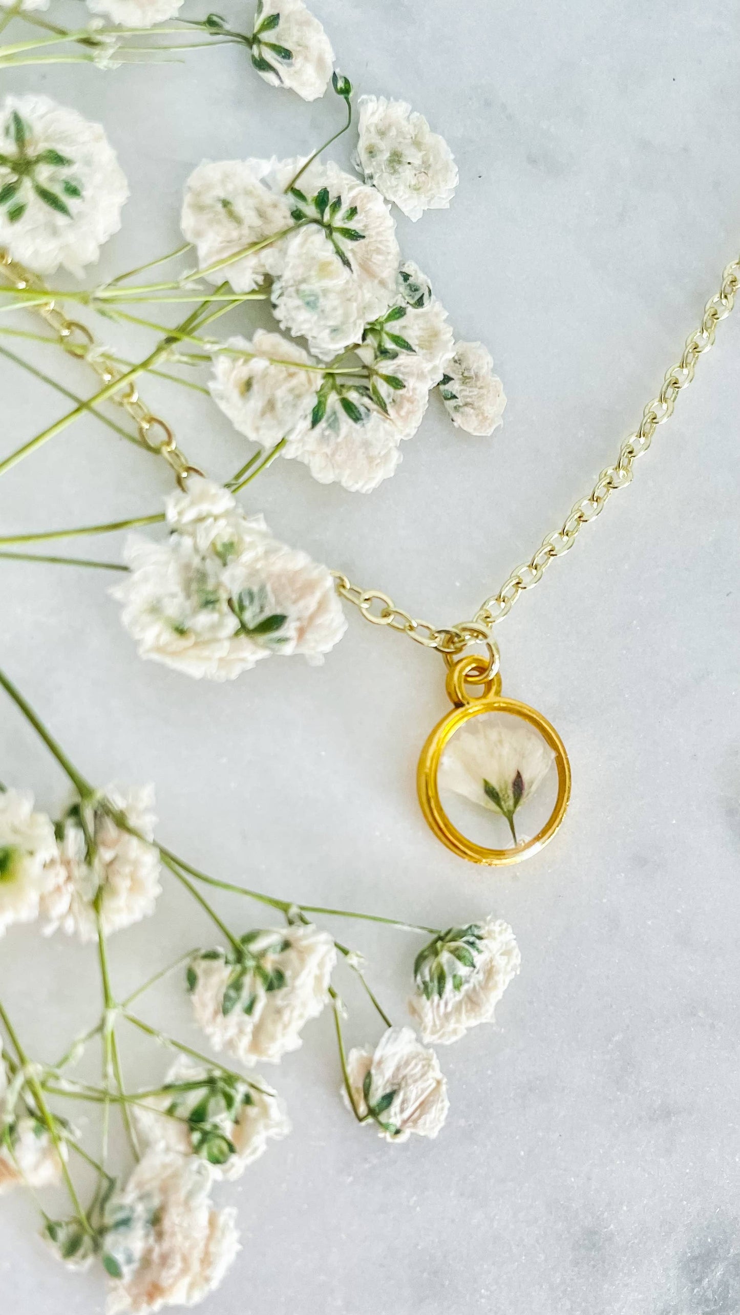 Babies breath necklace | Pressed flower necklace