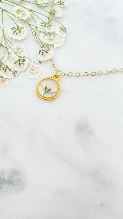 Babies breath necklace | Pressed flower necklace