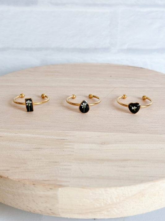 Adjustable Pressed Flower Rings