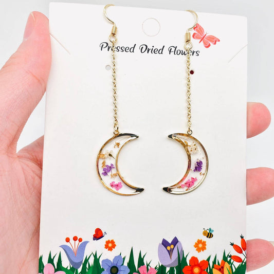 Narcissus Moon Genuine Dried Flowers Earrings - PDF/MS