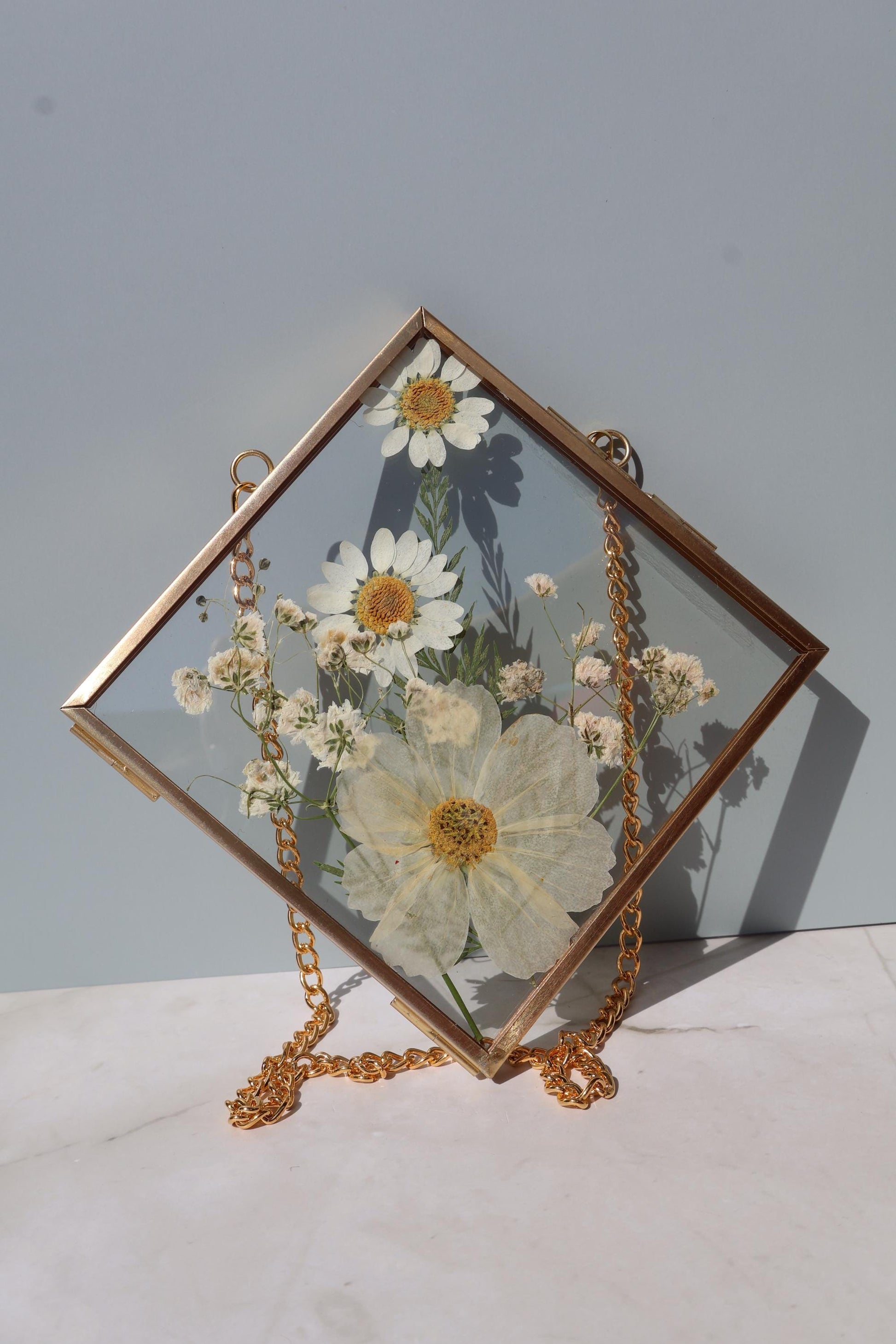 Custom Pressed Wildflower Frame: Botanical Glass Wall Art, Custom Floral Gifts